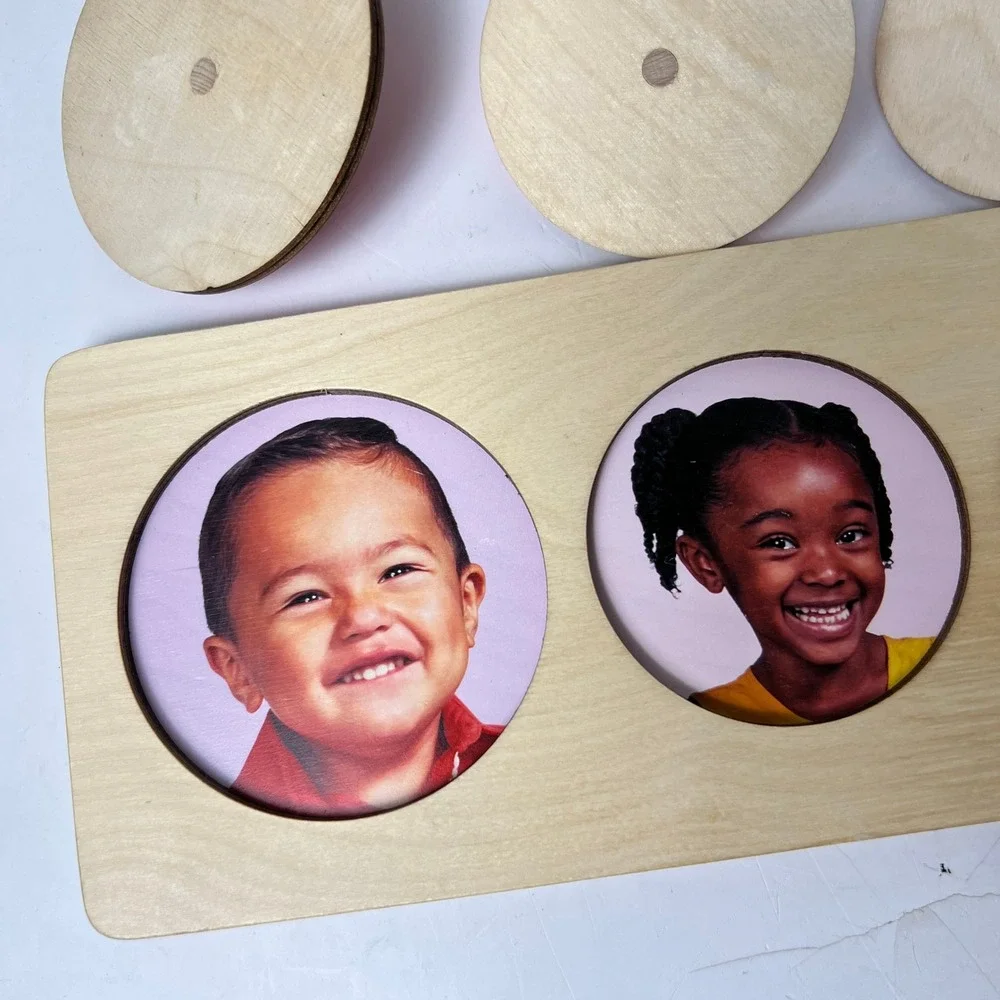 Lovevery Friends of All Sizes Puzzle Toddler OS Tan Wood Montessori Educational